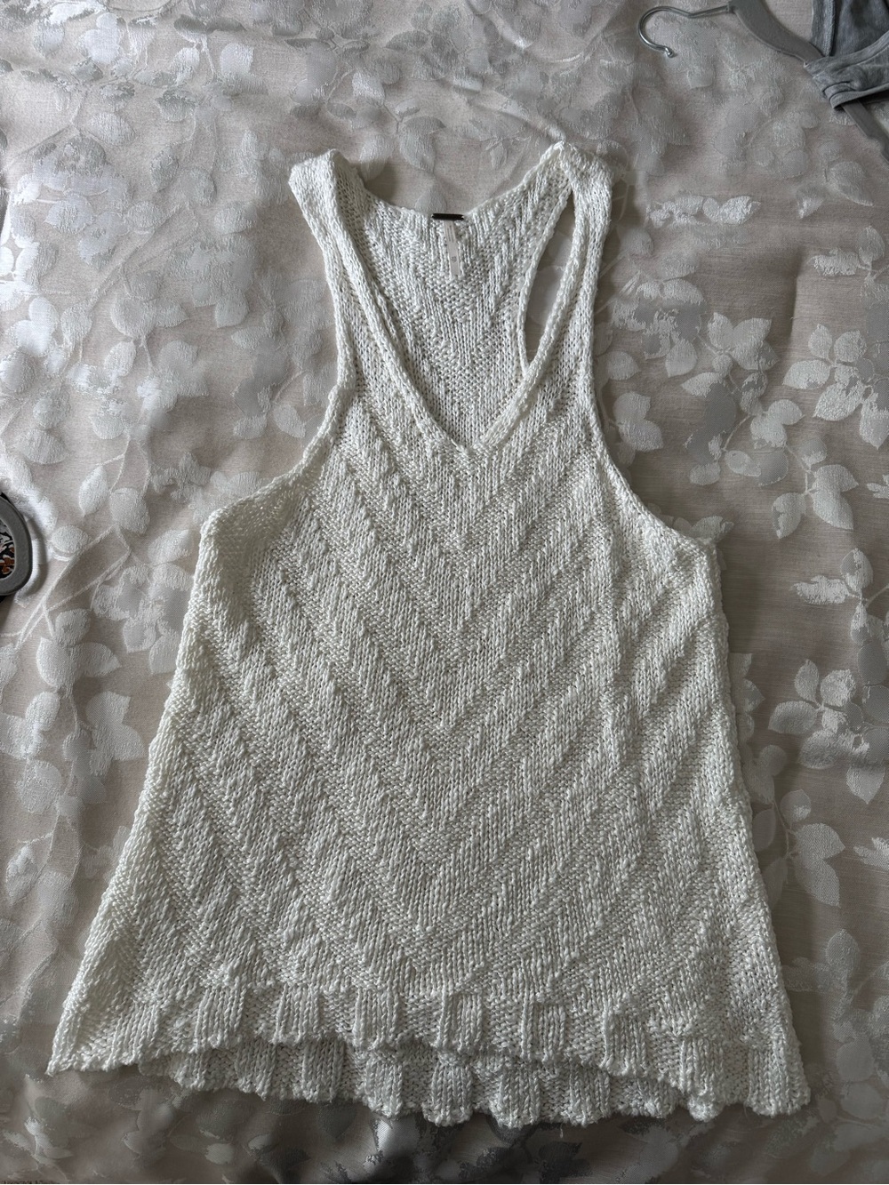 Free People Cream Knit Racerback Tank